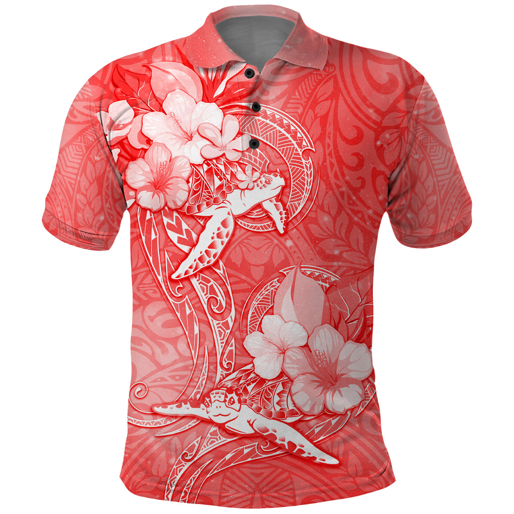 Polynesia Sea Turtle Couple Polo Shirt Happy Valentine Day Red LT05 Red - Polynesian Pride
