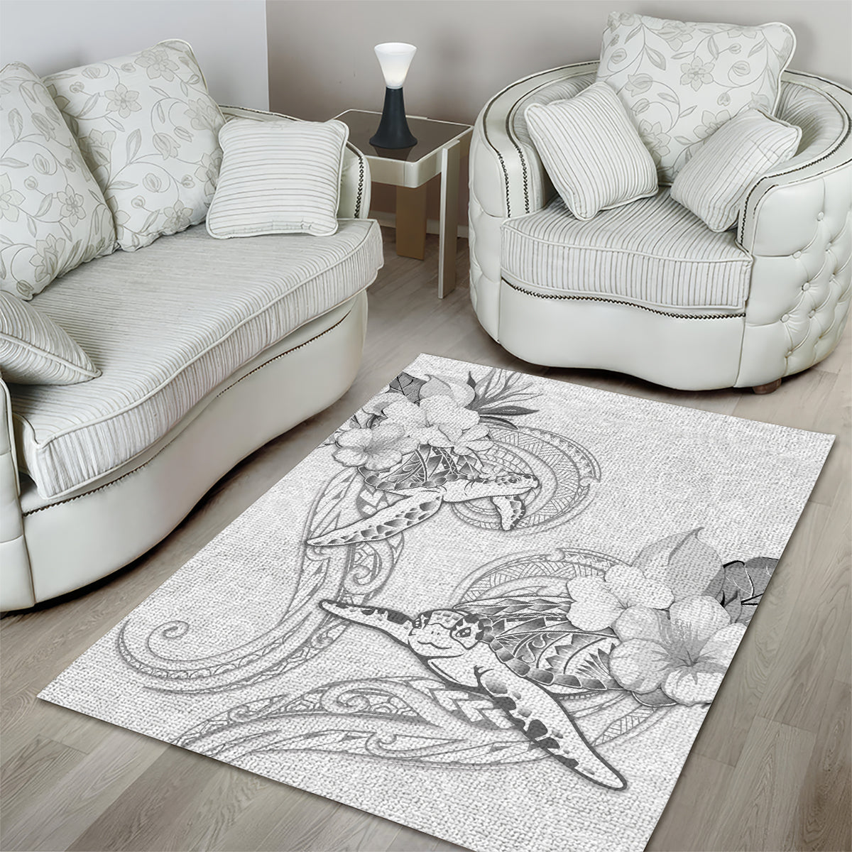 Polynesia Sea Turtle Couple Area Rug Happy Valentine Day White LT05 - Polynesian Pride