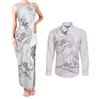 Polynesia Sea Turtle Couple Couples Matching Tank Maxi Dress and Long Sleeve Button Shirt Happy Valentine Day White LT05 White - Polynesian Pride