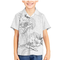 Polynesia Sea Turtle Couple Family Matching Mermaid Dress and Hawaiian Shirt Happy Valentine Day White LT05 Son's Shirt White - Polynesian Pride