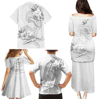 Polynesia Sea Turtle Couple Family Matching Puletasi Dress and Hawaiian Shirt Happy Valentine Day White LT05 - Polynesian Pride