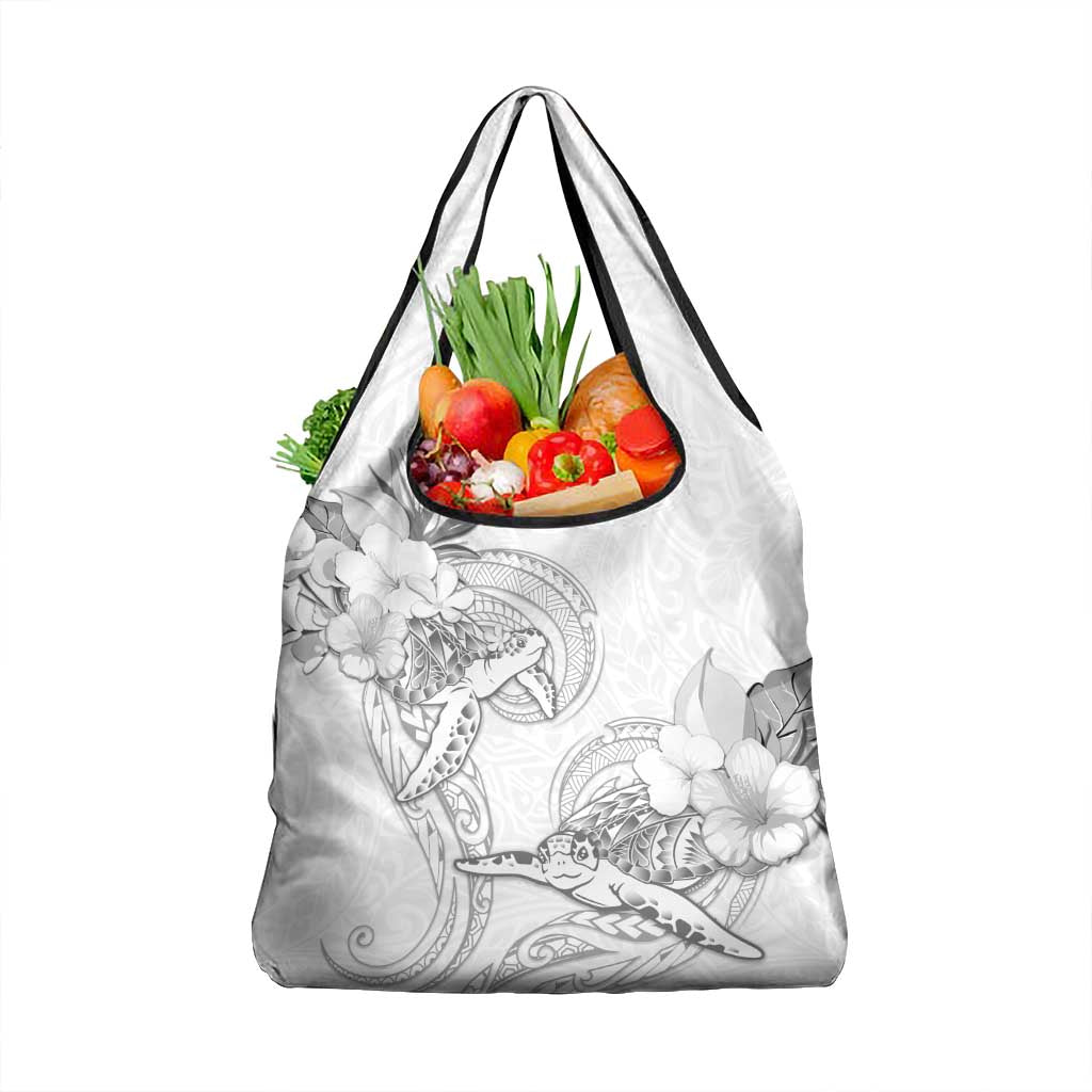 Polynesia Sea Turtle Couple Grocery Bag Happy Valentine Day White