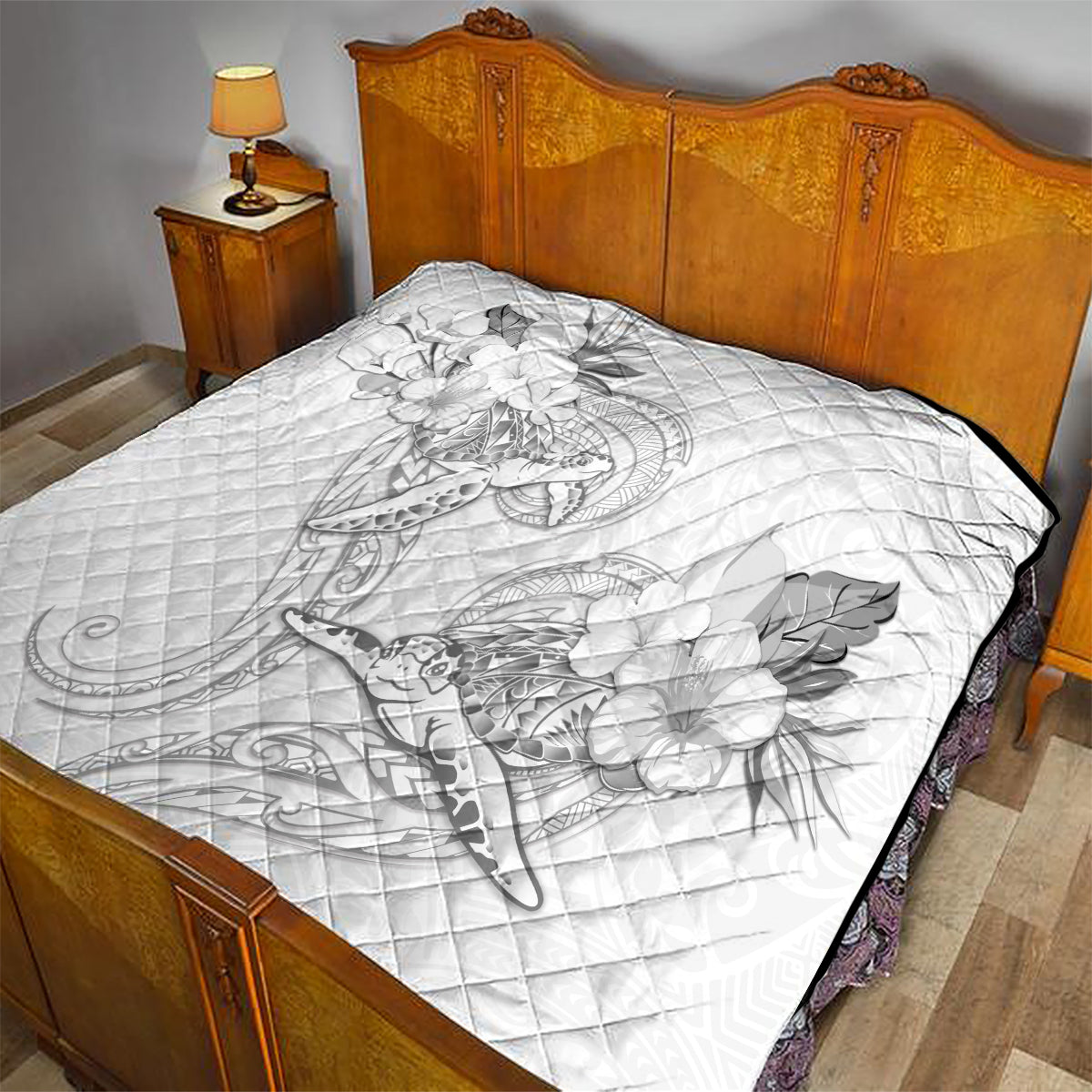 Polynesia Sea Turtle Couple Quilt Happy Valentine Day White LT05 - Polynesian Pride