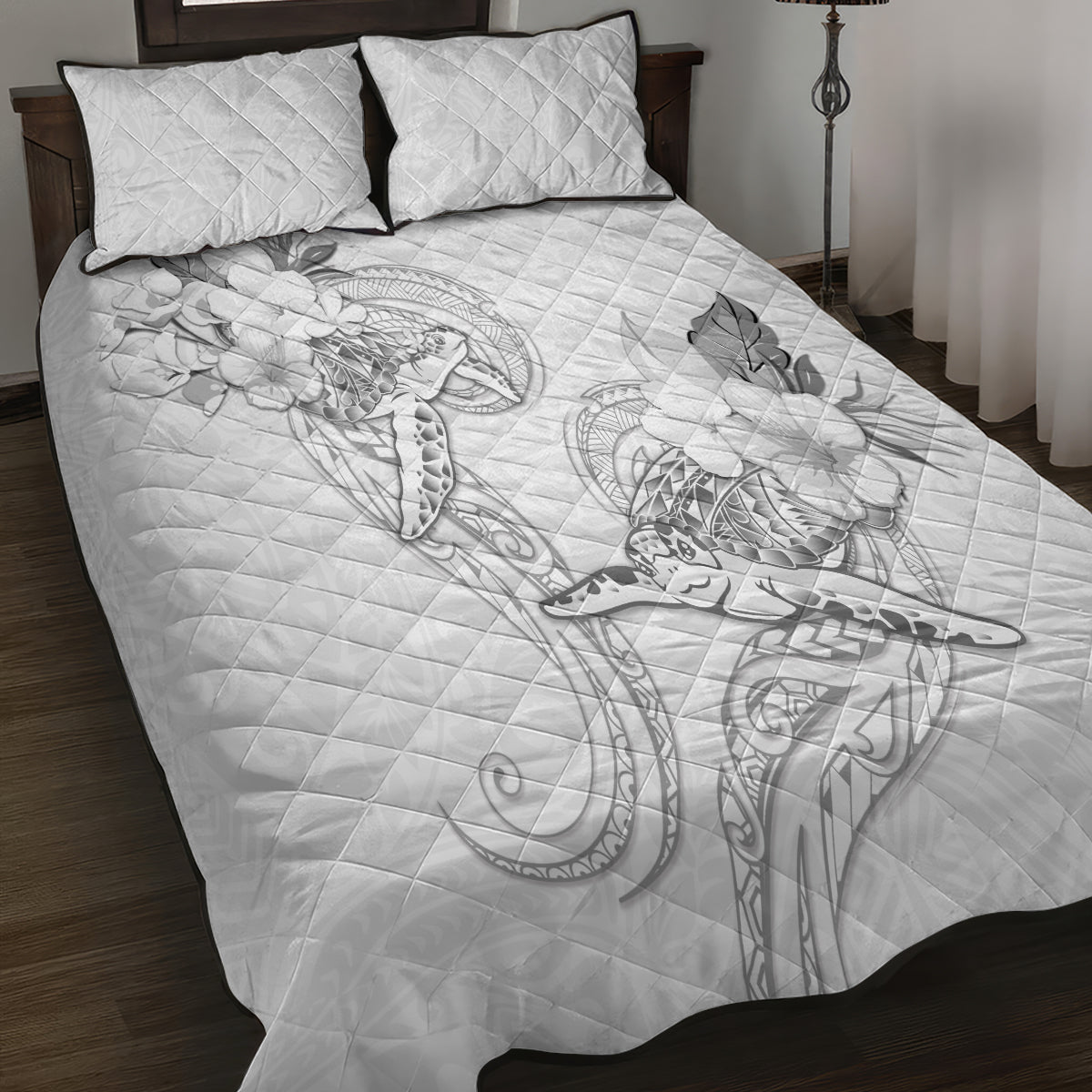 Polynesia Sea Turtle Couple Quilt Bed Set Happy Valentine Day White LT05 - Polynesian Pride