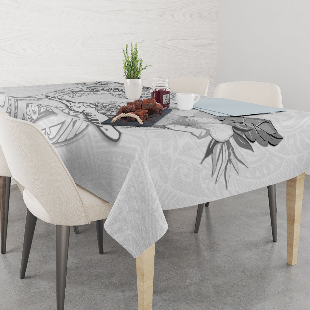 Polynesia Sea Turtle Couple Tablecloth Happy Valentine Day White LT05 - Polynesian Pride