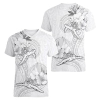 Polynesia Sea Turtle Couple Women V Neck T Shirt Happy Valentine Day White LT05 - Polynesian Pride