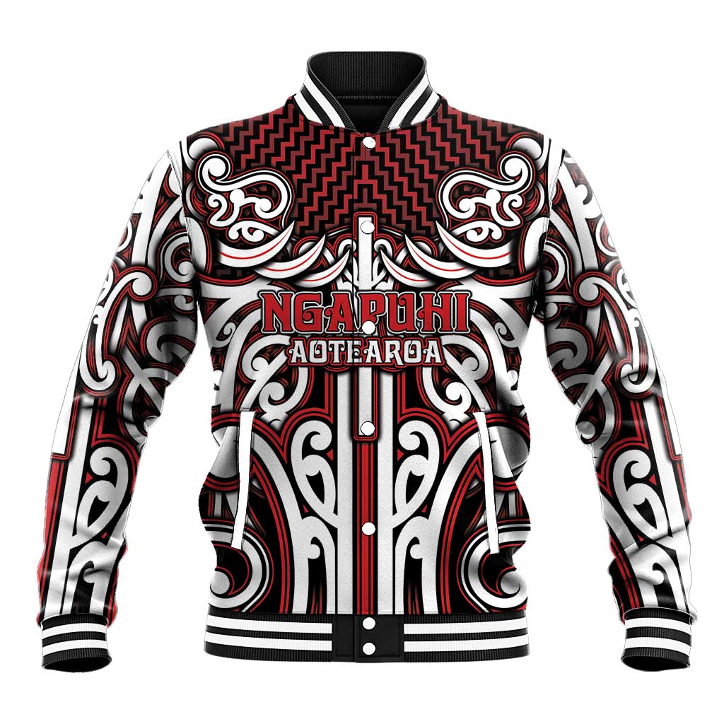 Custom Aotearoa Ngapuhi Baseball Jacket Maori Tribal Pattern Mix Poutama
