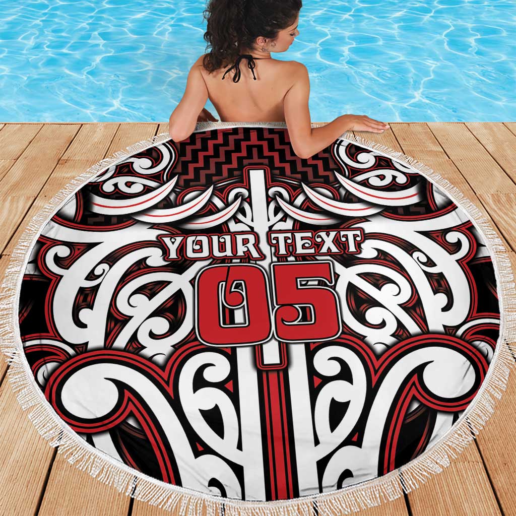 Custom Aotearoa Ngapuhi Beach Blanket Maori Tribal Pattern Mix Poutama