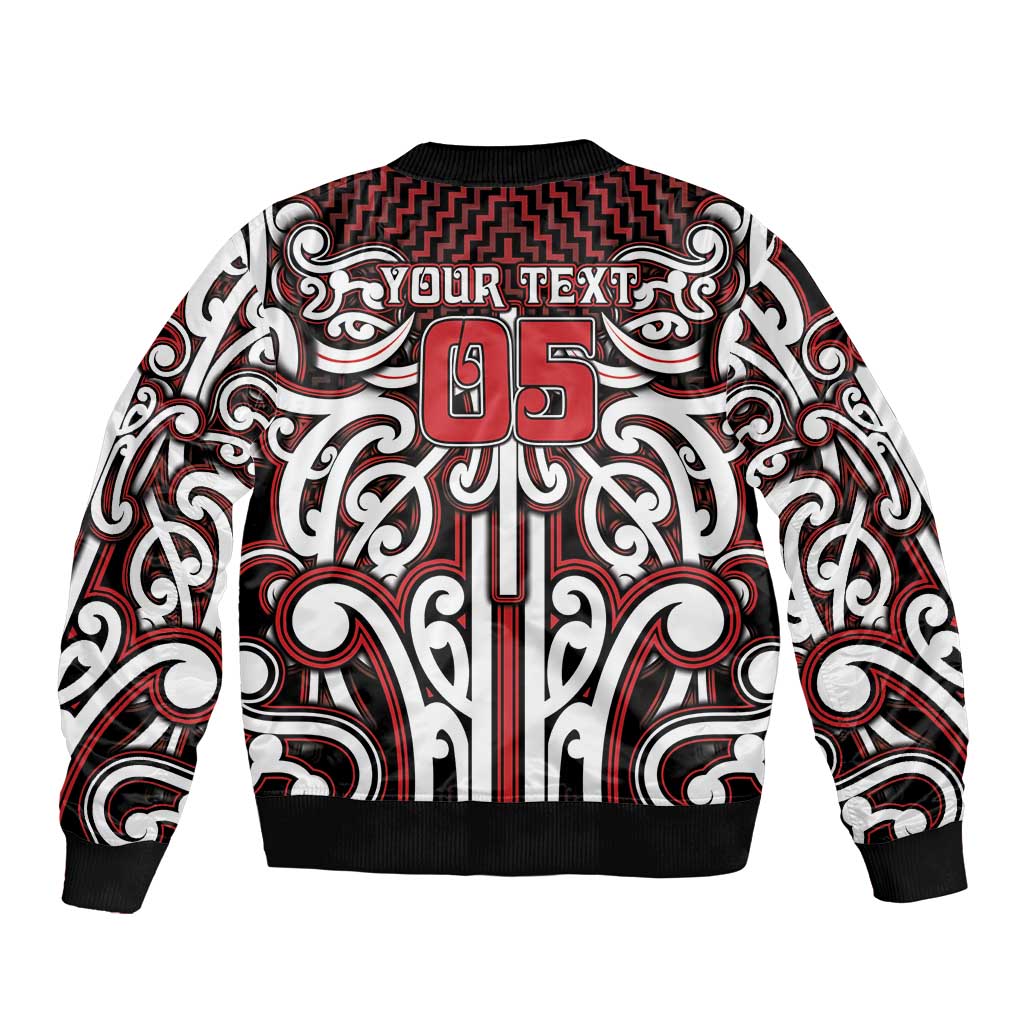 Custom Aotearoa Ngapuhi Bomber Jacket Maori Tribal Pattern Mix Poutama