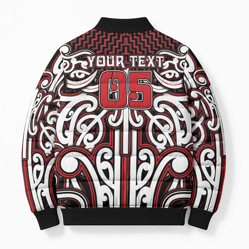 Custom Aotearoa Ngapuhi Bomber Puffer Jacket Maori Tribal Pattern Mix Poutama