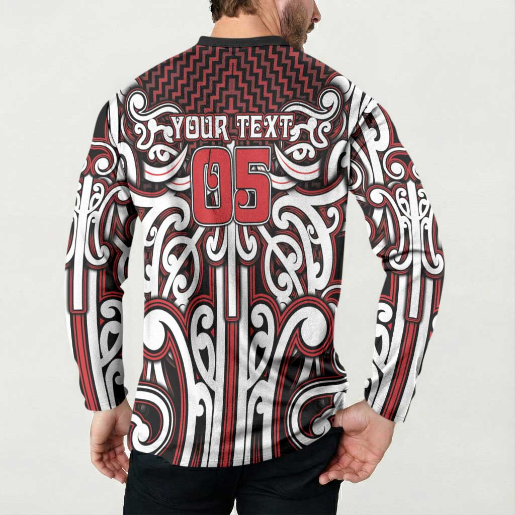 Custom Aotearoa Ngapuhi Button Sweatshirt Maori Tribal Pattern Mix Poutama