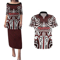 Custom Aotearoa Ngapuhi Couples Matching Puletasi and Hawaiian Shirt Maori Tribal Pattern Mix Poutama