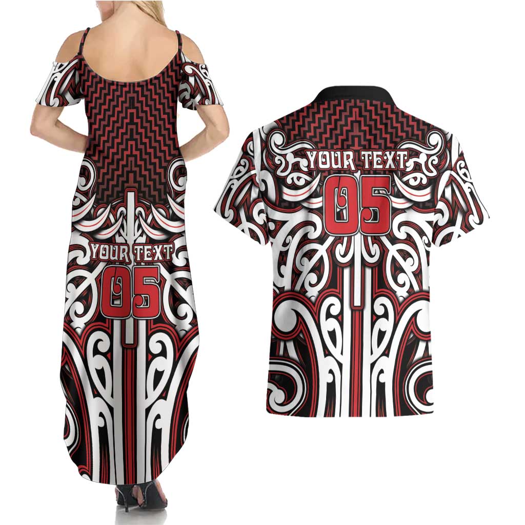 Custom Aotearoa Ngapuhi Couples Matching Summer Maxi Dress and Hawaiian Shirt Maori Tribal Pattern Mix Poutama