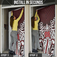 Custom Aotearoa Ngapuhi Door Cover Maori Tribal Pattern Mix Poutama