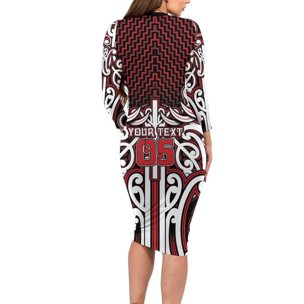 Custom Aotearoa Ngapuhi Family Matching Long Sleeve Bodycon Dress and Hawaiian Shirt Maori Tribal Pattern Mix Poutama
