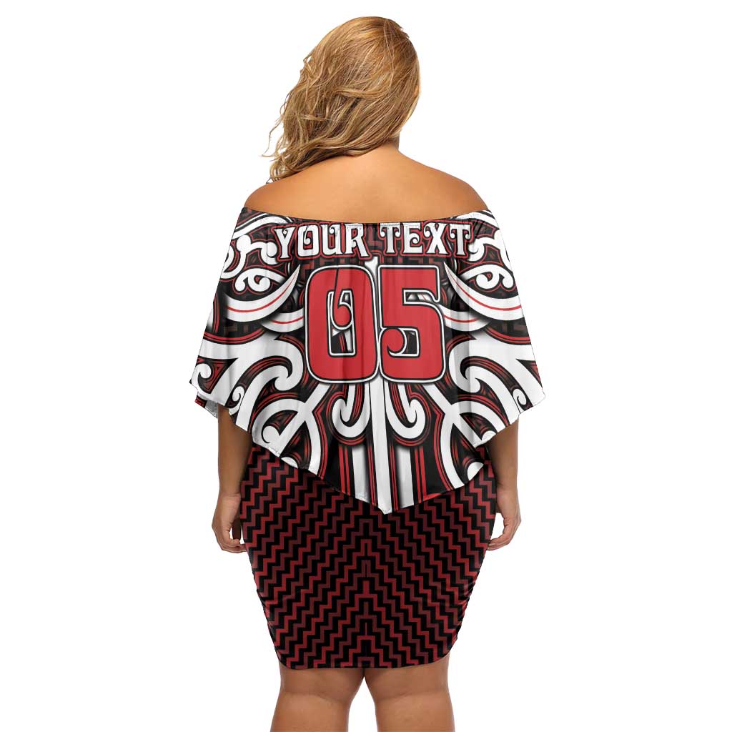 Custom Aotearoa Ngapuhi Family Matching Off Shoulder Short Dress and Hawaiian Shirt Maori Tribal Pattern Mix Poutama
