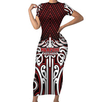 Custom Aotearoa Ngapuhi Family Matching Short Sleeve Bodycon Dress and Hawaiian Shirt Maori Tribal Pattern Mix Poutama