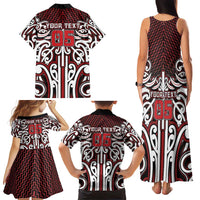 Custom Aotearoa Ngapuhi Family Matching Tank Maxi Dress and Hawaiian Shirt Maori Tribal Pattern Mix Poutama