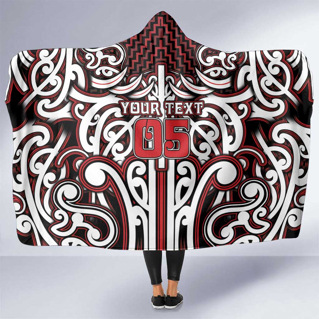 Custom Aotearoa Ngapuhi Hooded Blanket Maori Tribal Pattern Mix Poutama