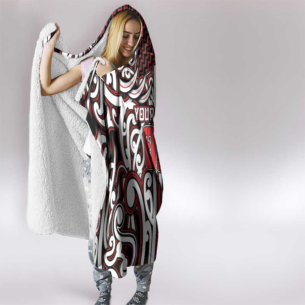 Custom Aotearoa Ngapuhi Hooded Blanket Maori Tribal Pattern Mix Poutama