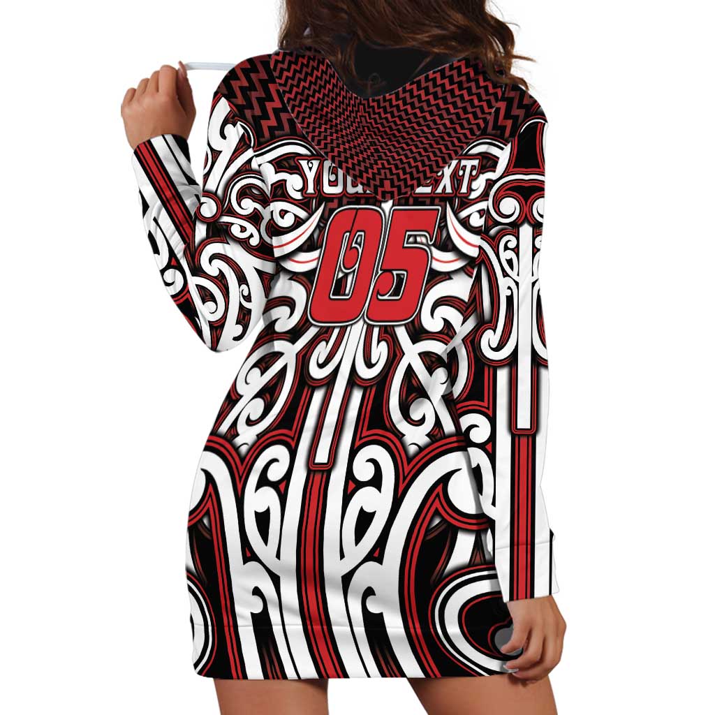 Custom Aotearoa Ngapuhi Hoodie Dress Maori Tribal Pattern Mix Poutama