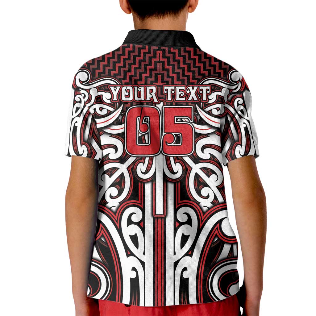 Custom Aotearoa Ngapuhi Kid Polo Shirt Maori Tribal Pattern Mix Poutama