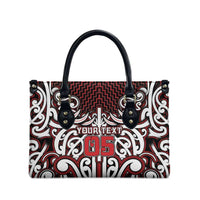 Custom Aotearoa Ngapuhi Leather Bag Maori Tribal Pattern Mix Poutama