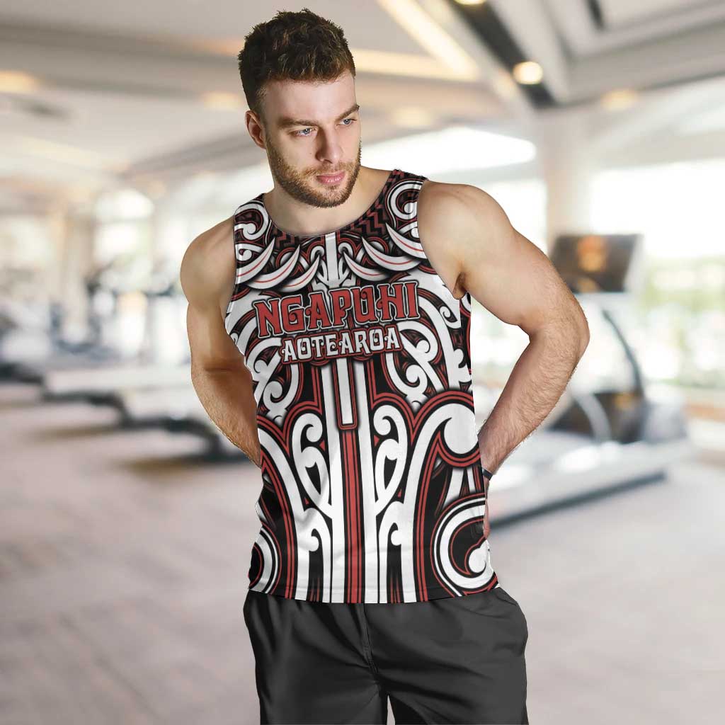 Custom Aotearoa Ngapuhi Men Tank Top Maori Tribal Pattern Mix Poutama