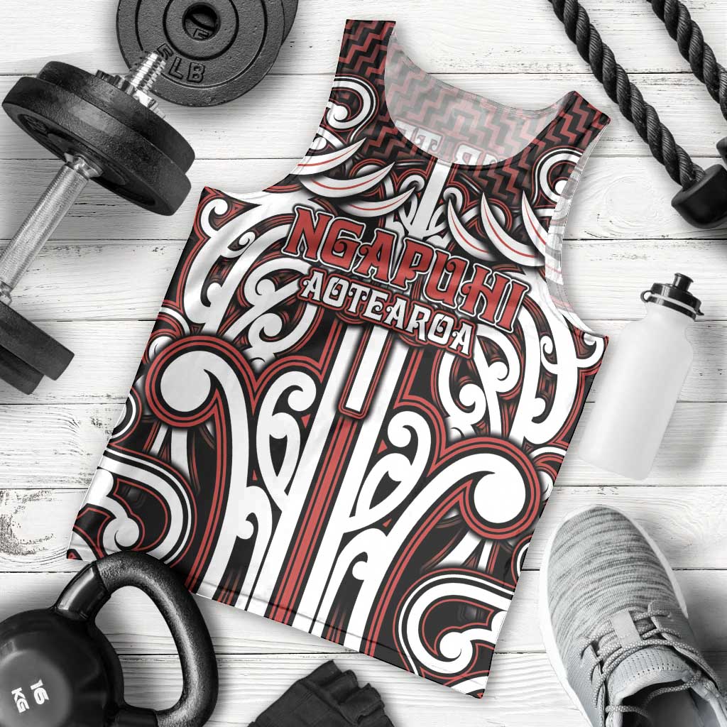 Custom Aotearoa Ngapuhi Men Tank Top Maori Tribal Pattern Mix Poutama