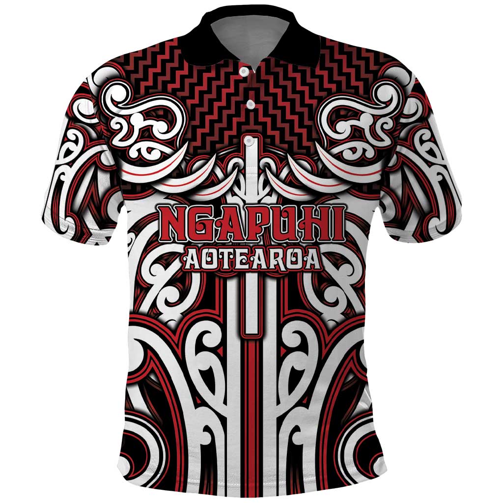 Custom Aotearoa Ngapuhi Polo Shirt Maori Tribal Pattern Mix Poutama
