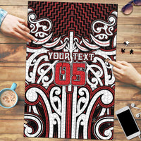 Custom Aotearoa Ngapuhi Puzzle Maori Tribal Pattern Mix Poutama LT05 Red - Polynesian Pride