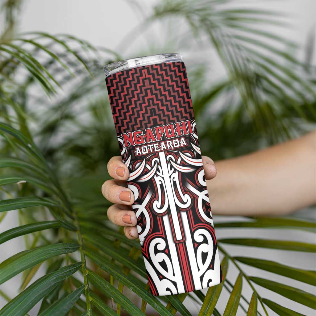 Custom Aotearoa Ngapuhi Skinny Tumbler Maori Tribal Pattern Mix Poutama
