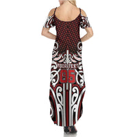 Custom Aotearoa Ngapuhi Summer Maxi Dress Maori Tribal Pattern Mix Poutama