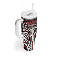 Custom Aotearoa Ngapuhi Tumbler With Handle Maori Tribal Pattern Mix Poutama