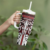 Custom Aotearoa Ngapuhi Tumbler With Handle Maori Tribal Pattern Mix Poutama