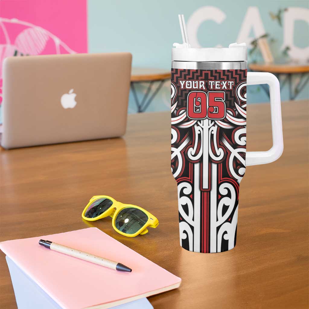 Custom Aotearoa Ngapuhi Tumbler With Handle Maori Tribal Pattern Mix Poutama
