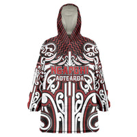 Custom Aotearoa Ngapuhi Wearable Blanket Hoodie Maori Tribal Pattern Mix Poutama
