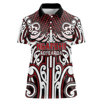 Custom Aotearoa Ngapuhi Women Polo Shirt Maori Tribal Pattern Mix Poutama