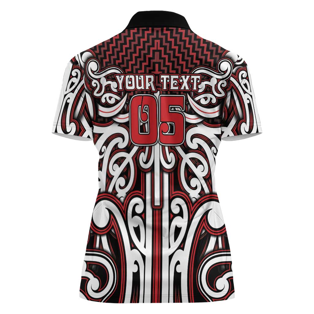 Custom Aotearoa Ngapuhi Women Polo Shirt Maori Tribal Pattern Mix Poutama