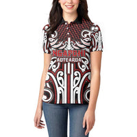 Custom Aotearoa Ngapuhi Women Polo Shirt Maori Tribal Pattern Mix Poutama
