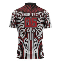 Custom Aotearoa Ngapuhi Zipper Polo Shirt Maori Tribal Pattern Mix Poutama