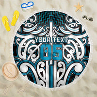 Custom Aotearoa Ngati Porou Beach Blanket Maori Tribal Pattern Mix Poutama