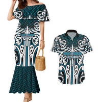 Custom Aotearoa Ngati Porou Couples Matching Mermaid Dress and Hawaiian Shirt Maori Tribal Pattern Mix Poutama