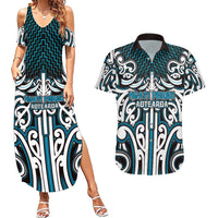 Custom Aotearoa Ngati Porou Couples Matching Summer Maxi Dress and Hawaiian Shirt Maori Tribal Pattern Mix Poutama