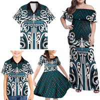 Custom Aotearoa Ngati Porou Family Matching Off Shoulder Maxi Dress and Hawaiian Shirt Maori Tribal Pattern Mix Poutama