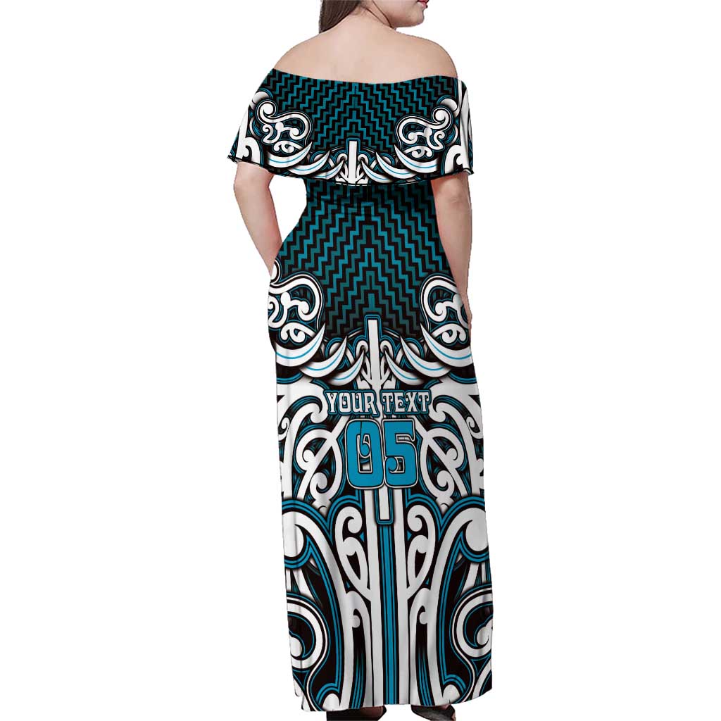 Custom Aotearoa Ngati Porou Family Matching Off Shoulder Maxi Dress and Hawaiian Shirt Maori Tribal Pattern Mix Poutama
