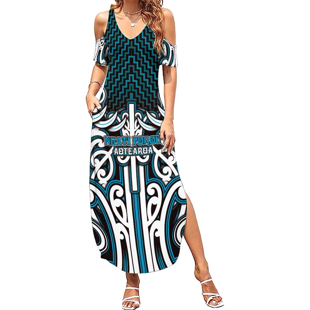 Custom Aotearoa Ngati Porou Family Matching Summer Maxi Dress and Hawaiian Shirt Maori Tribal Pattern Mix Poutama