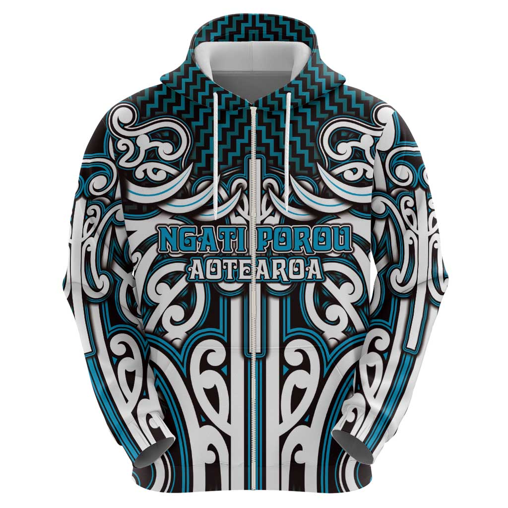 Custom Aotearoa Ngati Porou Hoodie Maori Tribal Pattern Mix Poutama