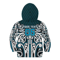 Custom Aotearoa Ngati Porou Kid Hoodie Maori Tribal Pattern Mix Poutama