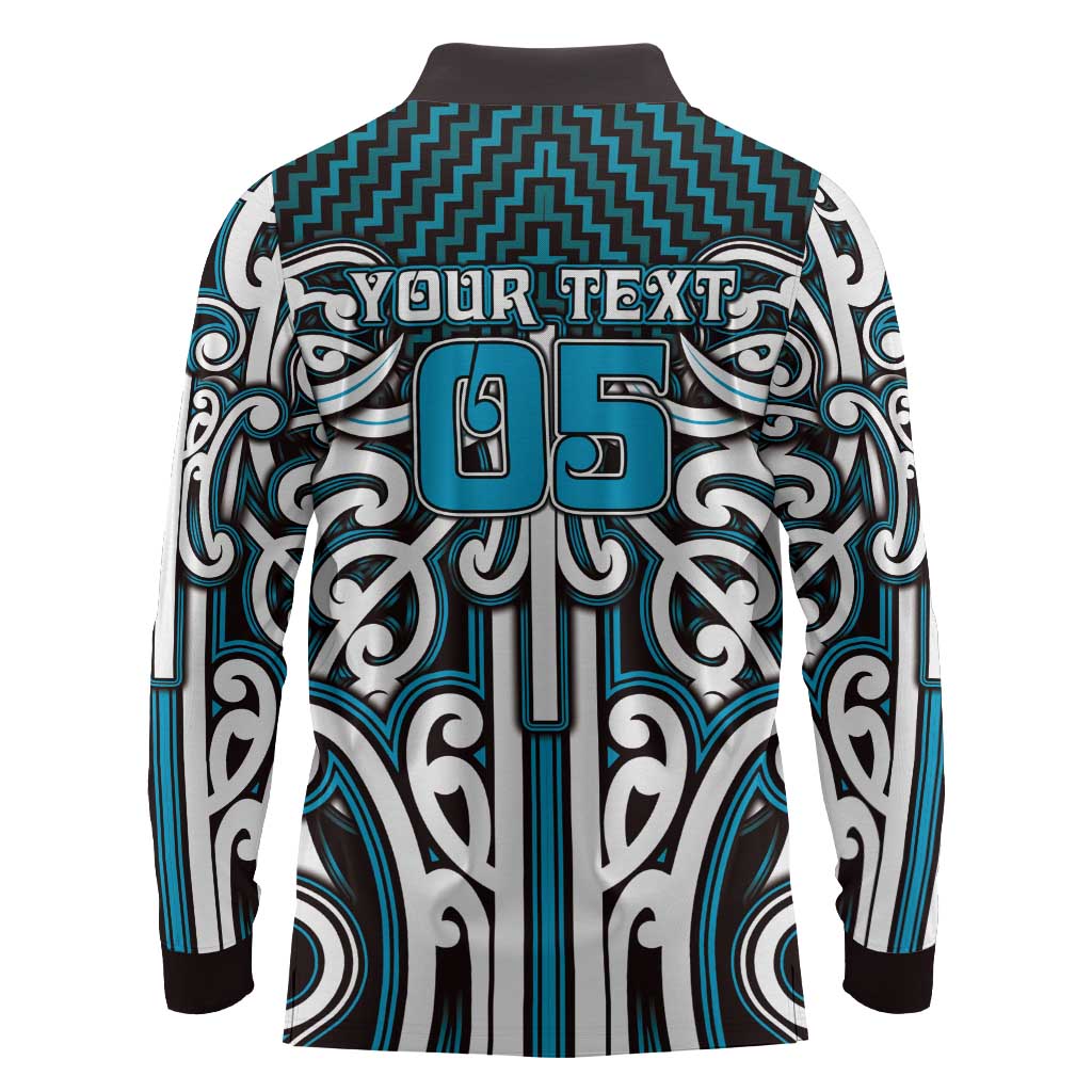 Custom Aotearoa Ngati Porou Long Sleeve Polo Shirt Maori Tribal Pattern Mix Poutama